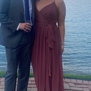 REVELRY - Hannah Chiffon Faux Wrap Dress in Rosewood